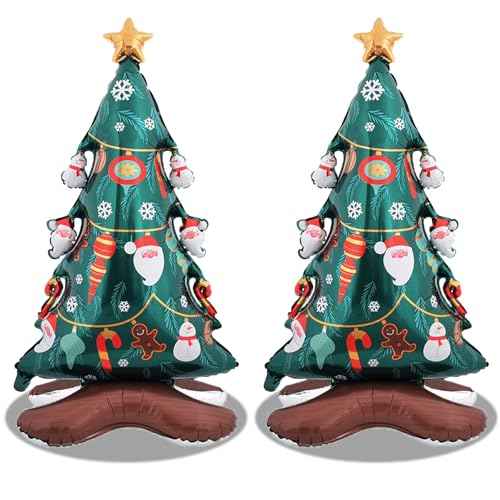 Christmas Tree Balloon Self Standing Foil Balloons for Themed Xmas Party Decor Decorations Sets - 2pcs