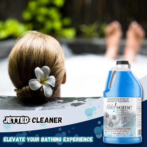 Ahhsome Jetted Tub & Hot Tub Cleaner 128 Fl Oz - 1 Gallon, 64 Uses