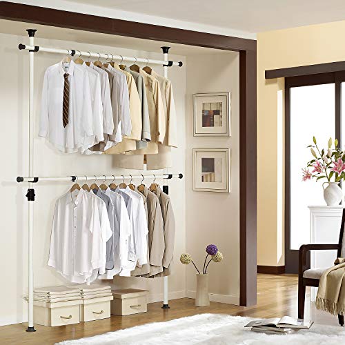 Heavy Duty Adjustable Garment Rack - Ivory, Supports 352 lbs, Freestanding Closet Organizer