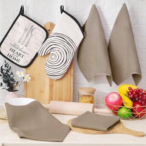 Homaxy 100% Cotton Waffle Weave Kitchen Dish Cloths, Ultra Soft Absorbent Quick Drying Dish Towels, 12 x 12 Inches, 12-Pack, Yellow