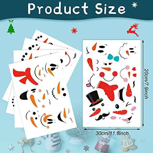 36 Pcs Snowman Faces Christmas Vinyl Stickers for Crafts Snowman Face Decals Glass Water Bottles Window Sticker Art Wall Decor for Christmas Party Supplies Home Decoration