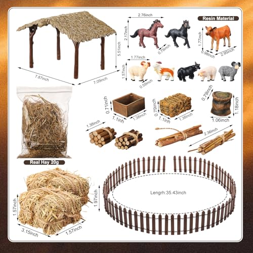 Thyle 20-Piece Nativity Farm Stable & Accessories Mini Set