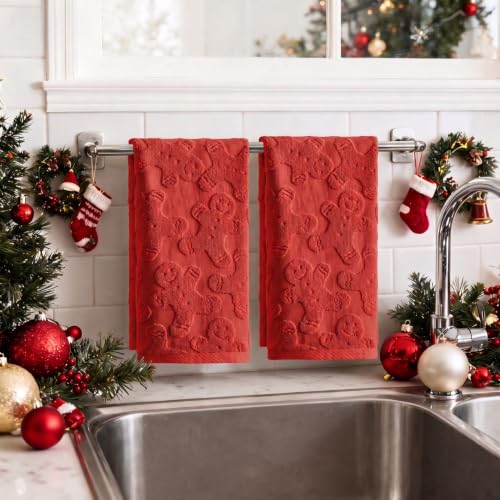 Artoid Mode 4 Pcs Red 13.7 x 29.5 in 100% Cotton 3D Jacquard Hand Towels