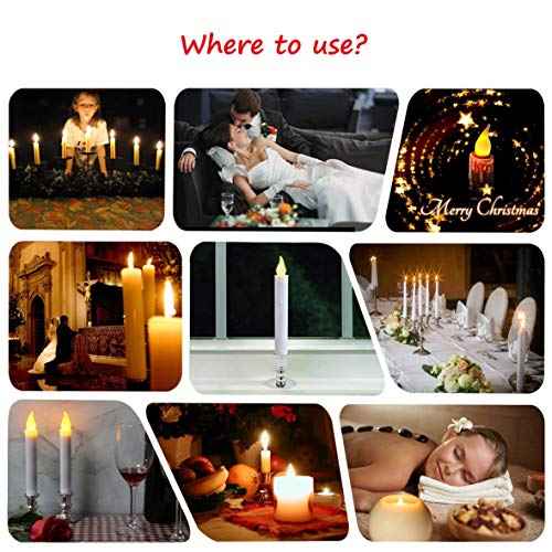 CVHOMEDECO. Window Candles with Suction Cups, Battery Operated LED Taper, Auto On/Off, Removable Silver Base, Flickering Warm Orange Flameless Lights Decor. (2 Pack)