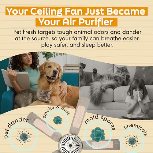 Barnakl Pet Odor & Dander Ceiling Fan Filter Set - 5 Pack, Natural Zeolite