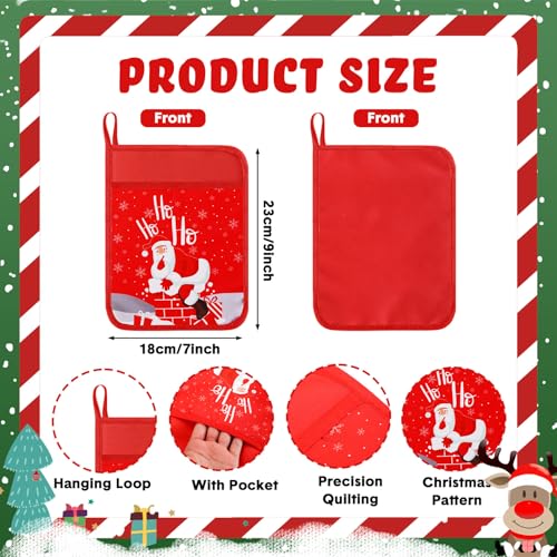 Layhit Christmas Pot Holders with Pocket - 12 Pcs Festive Oven Mitts & Hot Pads