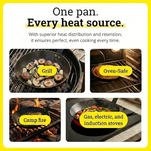 10-Inch Lodge Pre-Seasoned Carbon Steel Skillet with Long Handle