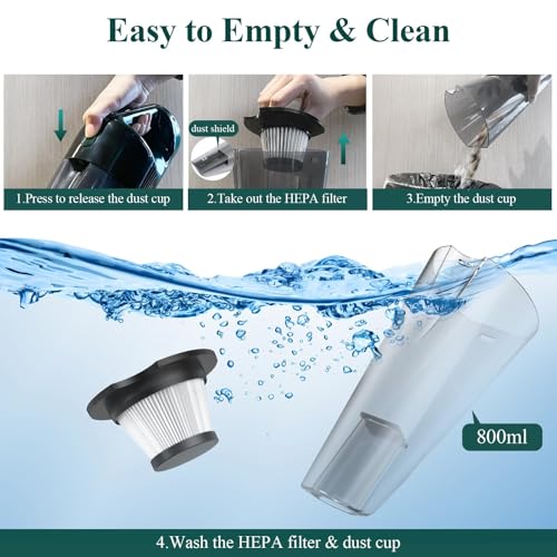 Cordless Handheld Vacuum Cleaner 9700Pa Suction LED Light Rechargeable