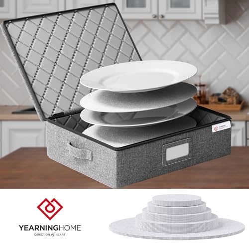 Heavy Duty China Plate & Dish Storage Container Set - Hard Shell Organizer for Moving & Safekeeping