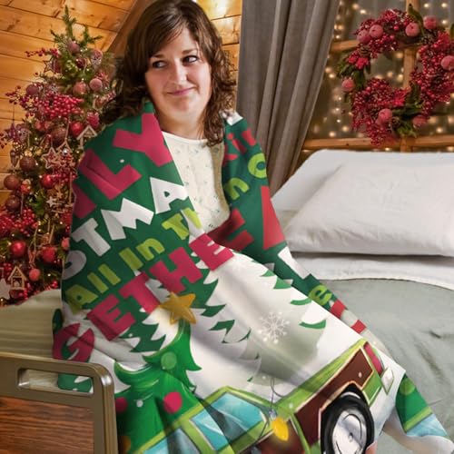 Christmas Vacation Flannel Blanket 50x60 Inches with Family & Tree Design - Zzkol