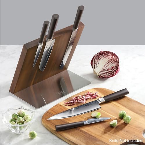 Cangshan HUA Acacia Magnetic Knife Block - Wooden Countertop Storage