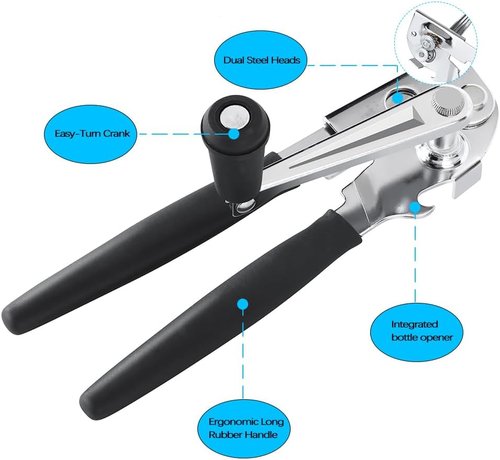 Easy-Grip Manual Can Opener by [Brand Name] - Ergonomic Hand Crank for Seniors & Arthritis | Heavy-Duty Design for Large Cans