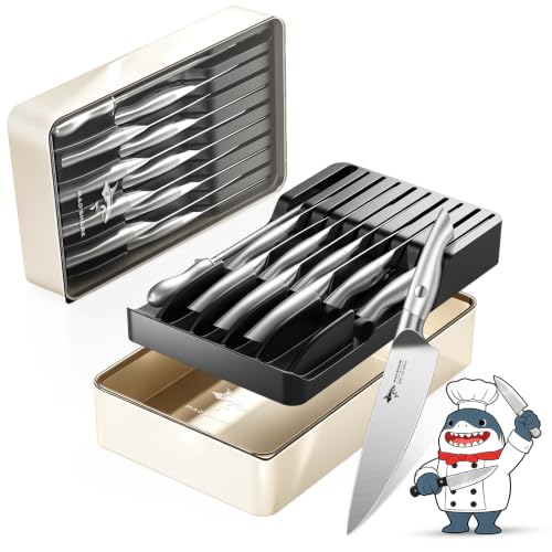 11-Piece Kitchen Knife Set with Block, Sharpener & Drawer Organizer - MAD SHARK