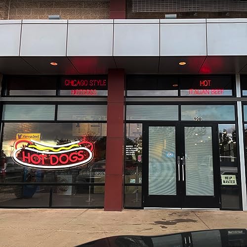 Balanar Hot Dogs Neon Sign for Wall Decor - LED Business Sign for Fast Food Shop, Christmas, Birthday Gift - 16.1x6.3 inches