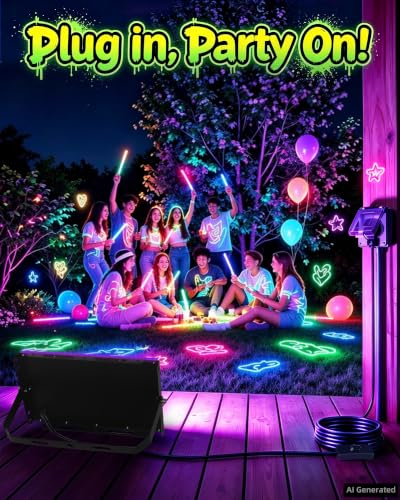 100W Black Light Floodlight IP66 Waterproof for Halloween Glow Party - Black