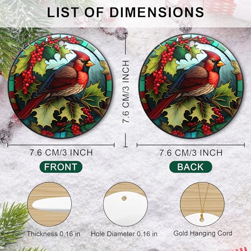 PTPLMM Cardinal Christmas Ornament - Red Cardinal Ceramic 3" Holiday Decor (Variation: Cardinal)