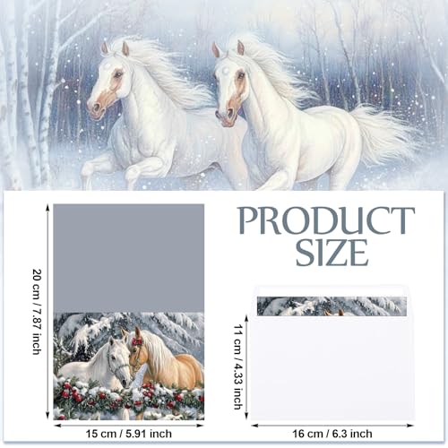 Stylish Christmas Cowboy Horses Greeting Cards Set with Envelopes – 36 Pack