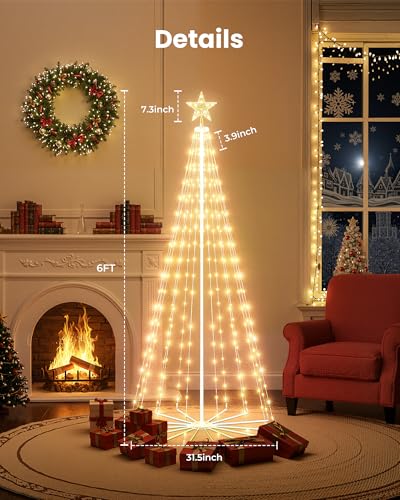 6ft Outdoor LED Cone Christmas Tree with 265 Lights & Remote