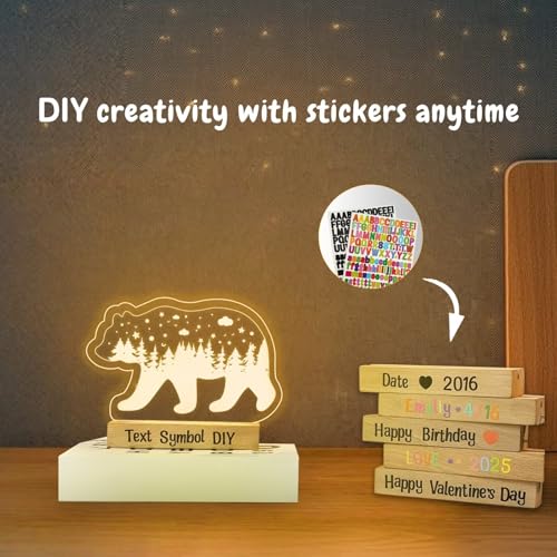 Personalized Night Light for Baby Kids, Custom DIY Name Bear Led Lamp for Girls Boys, Customized Name Night Lights Gift for Children Nursery