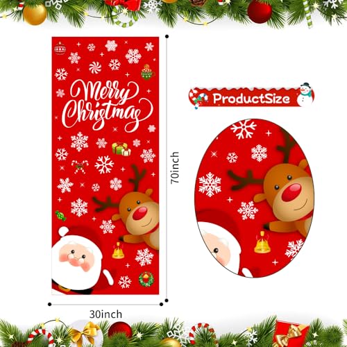 IMISHM Christmas Door Cover Santa Elk Festive Wall Banner 70x30 Inches