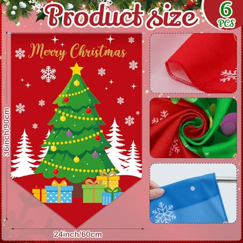 Breling 6 Pcs Christmas Kitchen Curtains Christmas Window Valance Curtain Decoration Xmas Rod Pocket Short Drapes Set for Classroom Living Room Bedroom Holiday Decor 36x24 in(Xmas Cartoon Character)