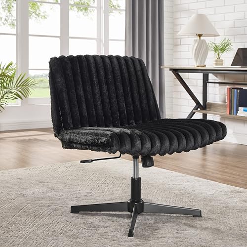 Black Adjustable Swivel Criss Cross Office & Vanity Chair - Wide Seat