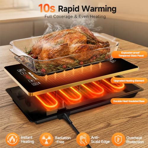 WeGuard 4-in-1 Electric Warming Tray for Buffet Parties, Large 35x15 Inch Food Warmer with Adjustable Temperature & Timer