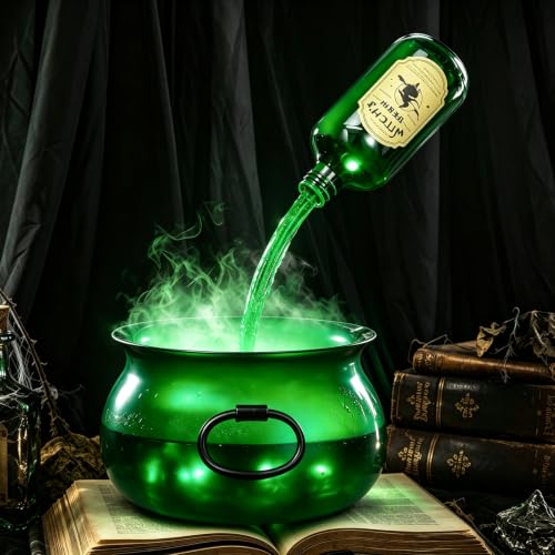Floating Witch Cauldron with Potion Bottles & Mist Maker - Halloween Decor