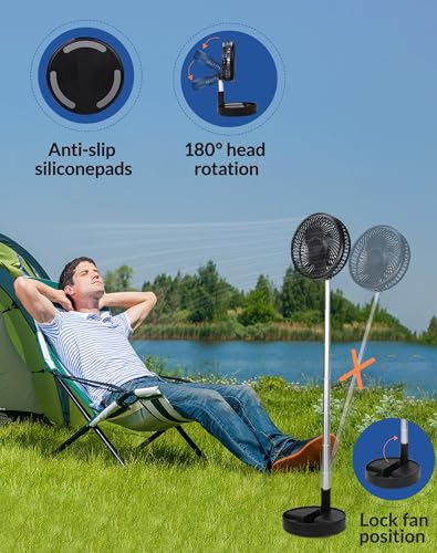 Portable Rechargeable Fan, 7200mAh Battery Operated Fan with Remote