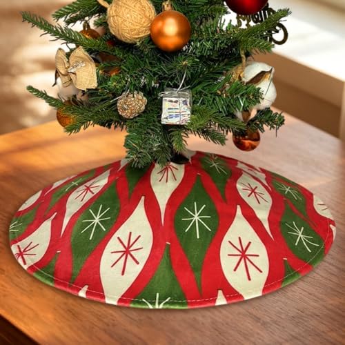 15-Inch Mini Christmas Tree Skirt Mid-Century Retro Vintage Christmas Ornaments