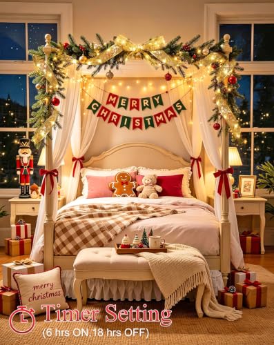 JMEXSUSS 33Ft 100 LED 2.5Inch Christmas Tree Ribbon Lights Remote