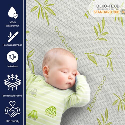 Bamboo Mattress Protector with Zipper - 100% Waterproof Queen Size