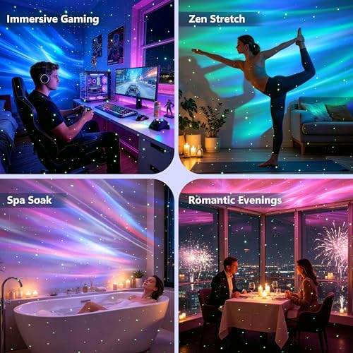 AIRIVO Northern Lights Aurora Projector Star Projector Music Speaker Night Light - Black