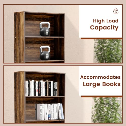 GRUSIGN 71-Inch Tall 6-Tier Bookcase Brown Large Storage Display Shelf