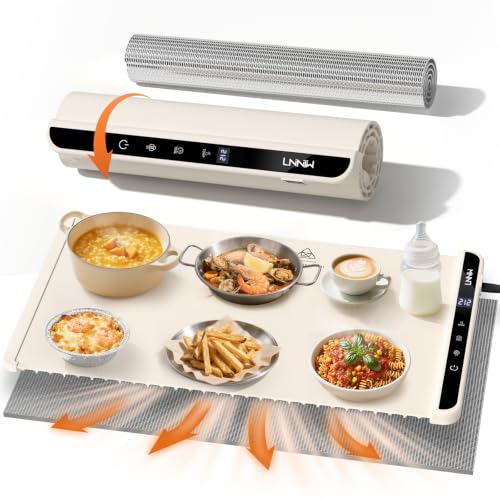 LNNIW Food Warming Mat 26x15 Inch Off White Fast Heat Child Lock