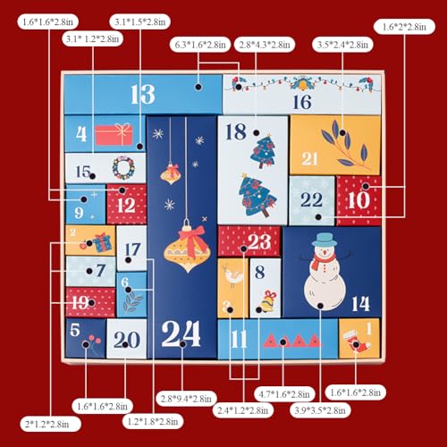 GKWW Blue DIY Advent Calendar with 24 Cardboard Boxes – Christmas Countdown Calendar
