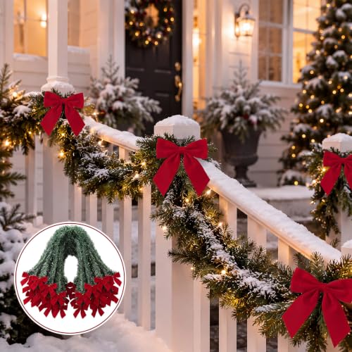 Yinder 30 Pcs 20-Inch Christmas Garland Twist Ties with Red Bow for Holiday Decor