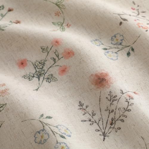 Blackout Floral Curtains - Linen Texture, 84 Inch, 2 Panels - Vintage Boho Farmhouse Style
