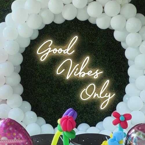 Warm White Good Vibes Only Neon Sign Dimmable LED Light with ON/OFF Switch for Home Gym Bar Party