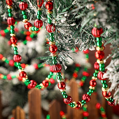 6 Pcs Bead Garland for Christmas Tree 9 Feet Red and Green