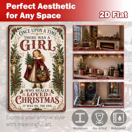 Hannial Christmas Lover Sign Victorian Girl Holiday Wall Decor 8x12 Inches