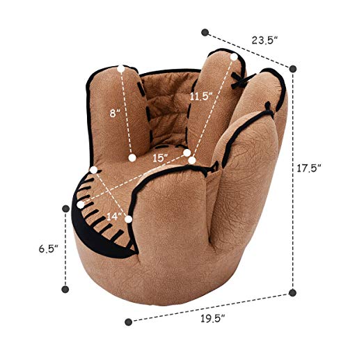 Kids Baseball Glove Armchair - Children's Play Room Sofa with Solid Wood Frame