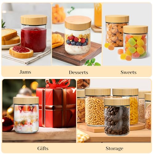 16oz Airtight Glass Food Storage Containers with Bamboo Lids - Pack of 12