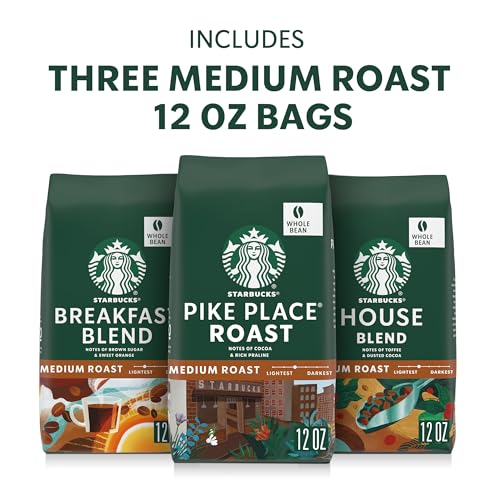 Starbucks Medium Roast Coffee Beans Variety Pack - Whole Beans 3x12oz