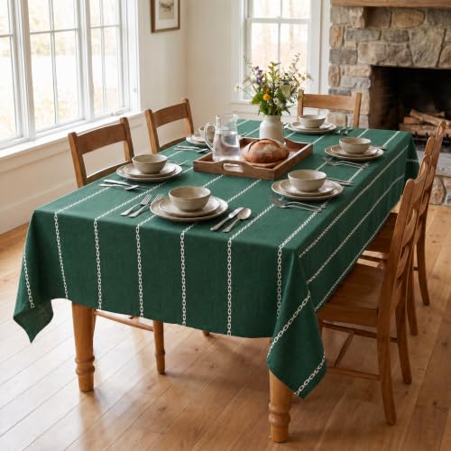Horaldaily Christmas Green Tablecloth 60x84 Inch Rectangular Home Decor