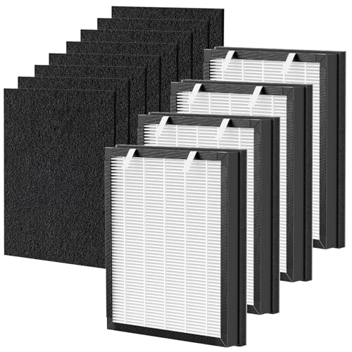 isinlive 4+8 Pack HEAPETS P358 Compatible Pet Air Purifier Filters