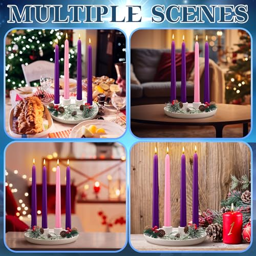 Vercraft Christmas Advent Candle Holder with 12 Taper Candles - Ceramic Holiday Decor
