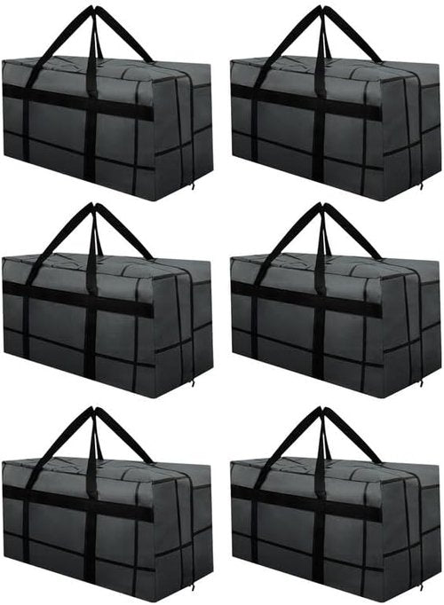 6Pack Heavy-Duty Moving Bags - Extra Large Waterproof Storage Totes with Zippers & Reinforced Handles
