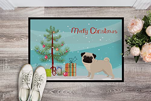 Caroline's Treasures Pug Christmas Tree Doormat 24x36 Indoor Outdoor Rug