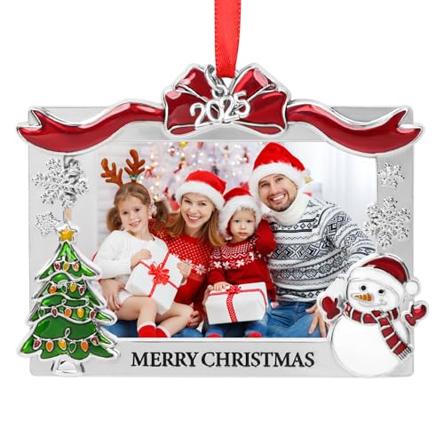 COCHIE 2025 Merry Christmas Photo Frame Ornament for Tree Stocking Hanging Decorations, Personalized Xmas Gifts, Picture Frame Christmas Keepsake (Xmas)